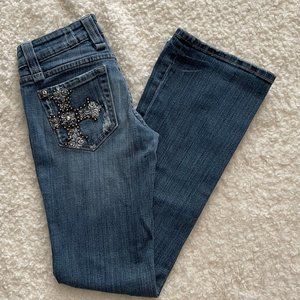Miss Me Bootcut Jeans with Back Pocket Embellishment, Size 26” (~size 1/2)